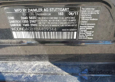 2011 Mercedes-Benz S 550 4Matic from USA, damaged, VIN WDDNG8GB1BA409344